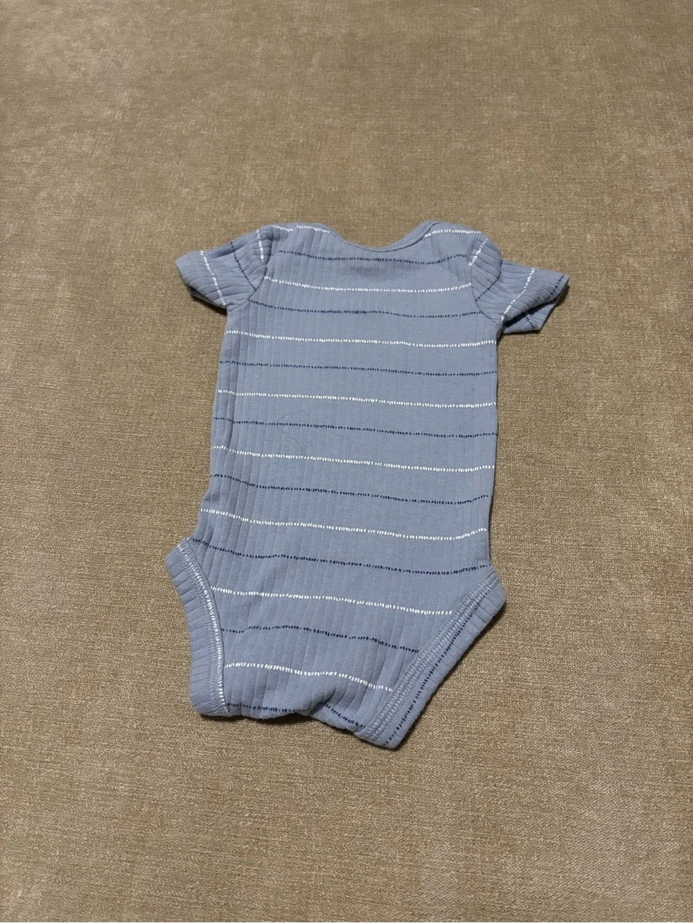 Carter's Light Blue Ribbed Short-Sleeve One-Piece Bodysuit